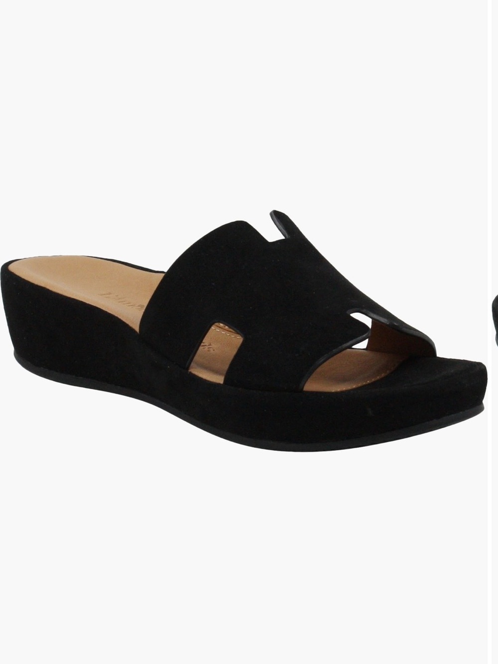 Black Suede Slide Wedge Mule